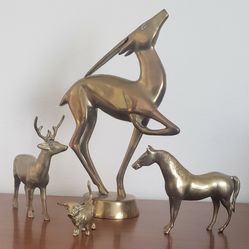4 Mid-Century Modern Brass Figures