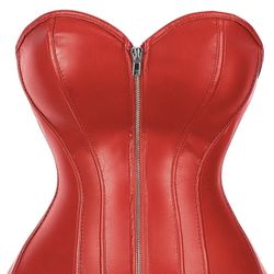 Sexy Red Faux Leather Corset- Sizes: S-3XL 