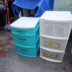 PLASTIC STORAGE BINS AND DRAWERS $5 TO $15