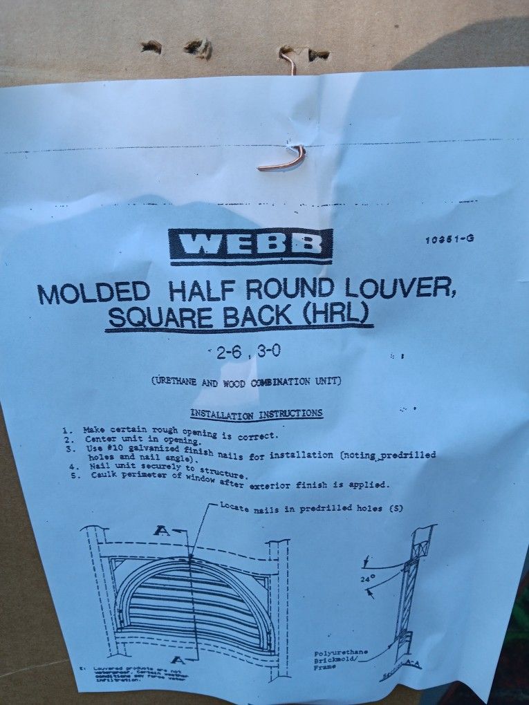 Molded Half Round Louvers (2)..New In Boxes..