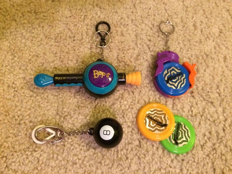 Mini keychain games frisbee shooter, magic 8ball, Bopit. for Sale in