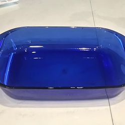 Excellent Vintage 1990 Pyrex Clear  Cobolt Blue Baking Dish