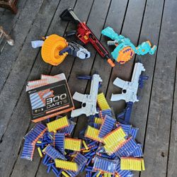 Box Full Of "Nerf" Guns And Bullets