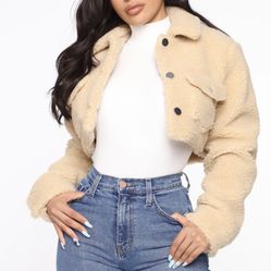 Sherpa Cropped Jacket Fashion Nova