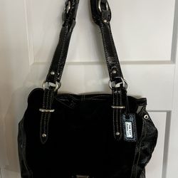 The SAK Sueded Dual Handled Black Handbag 