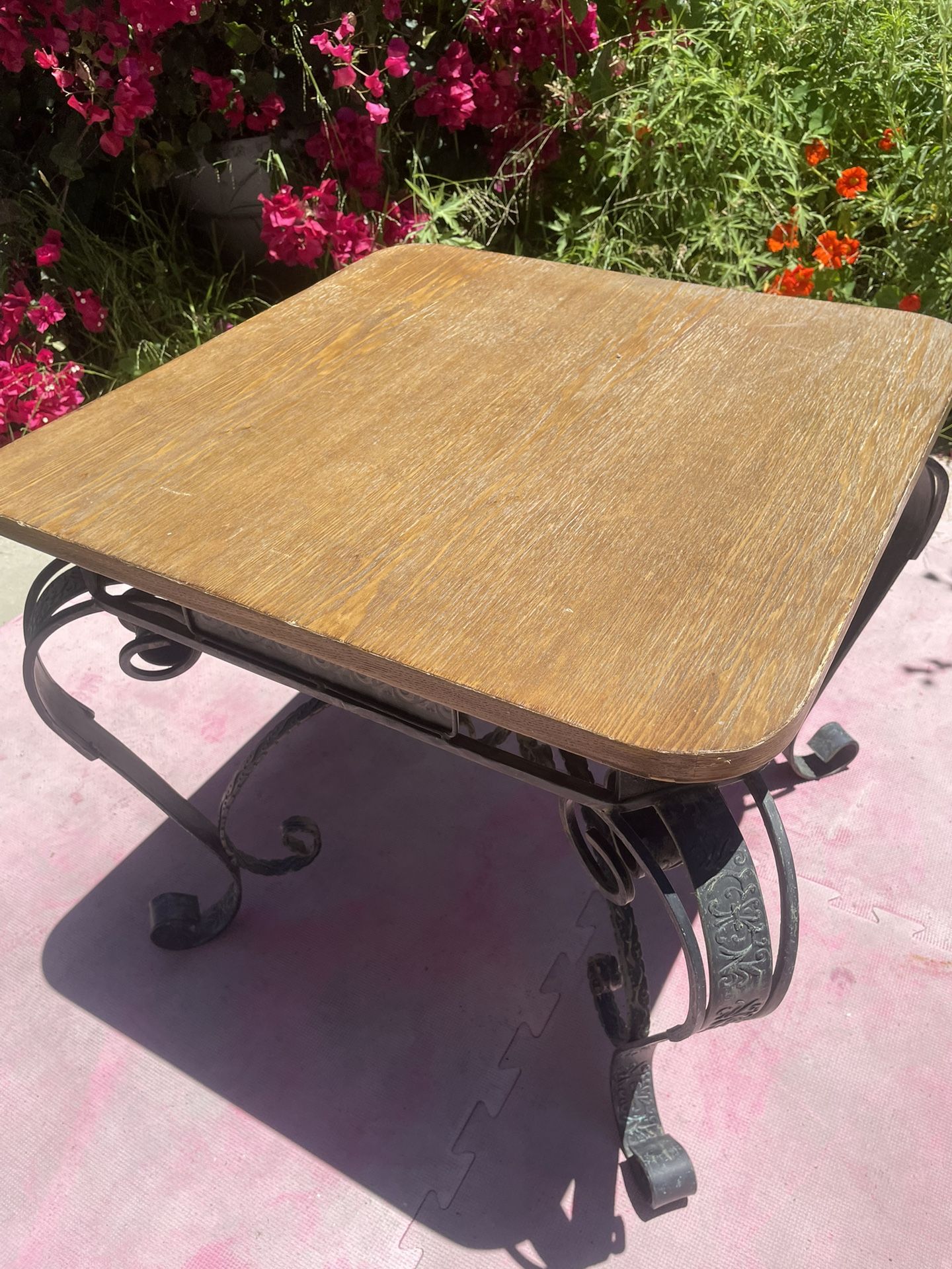 Wooden End Table with Metal Legs