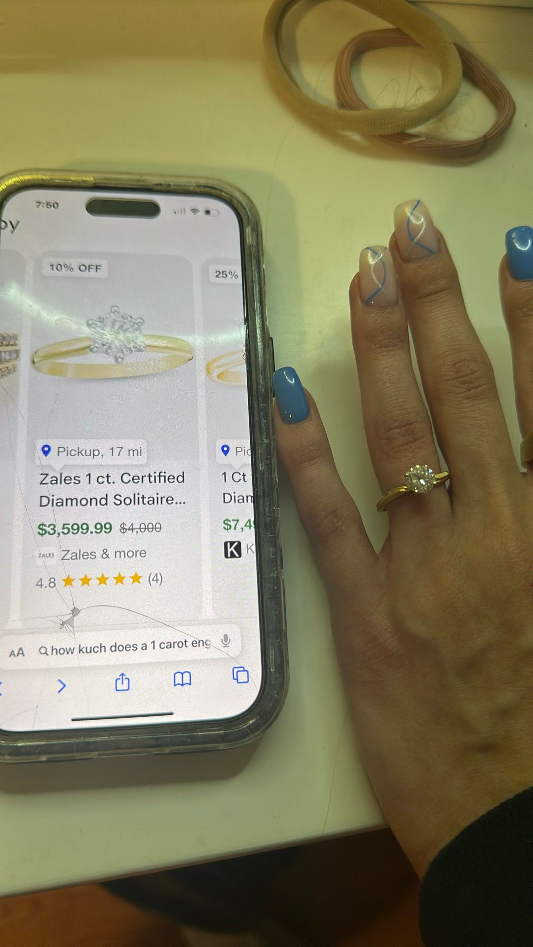 1.25 Carrot Diamond Engagement Ring Gold 14KMCI Band