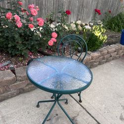 Vintage Bristol Table And Chair Iron And Glass From Germany 