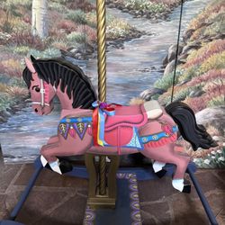 🎠 Hand-Carved Carousel Rocking Horse – Beautiful Kids Decor / Ride-On
