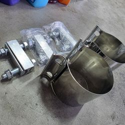 (2) Evil Energy Exhaust Clamps 3 To 4 Inch Pipe Clamp Muffler