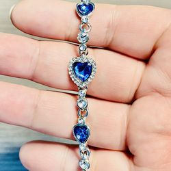 Blue hearts bracelet sliver tone.
