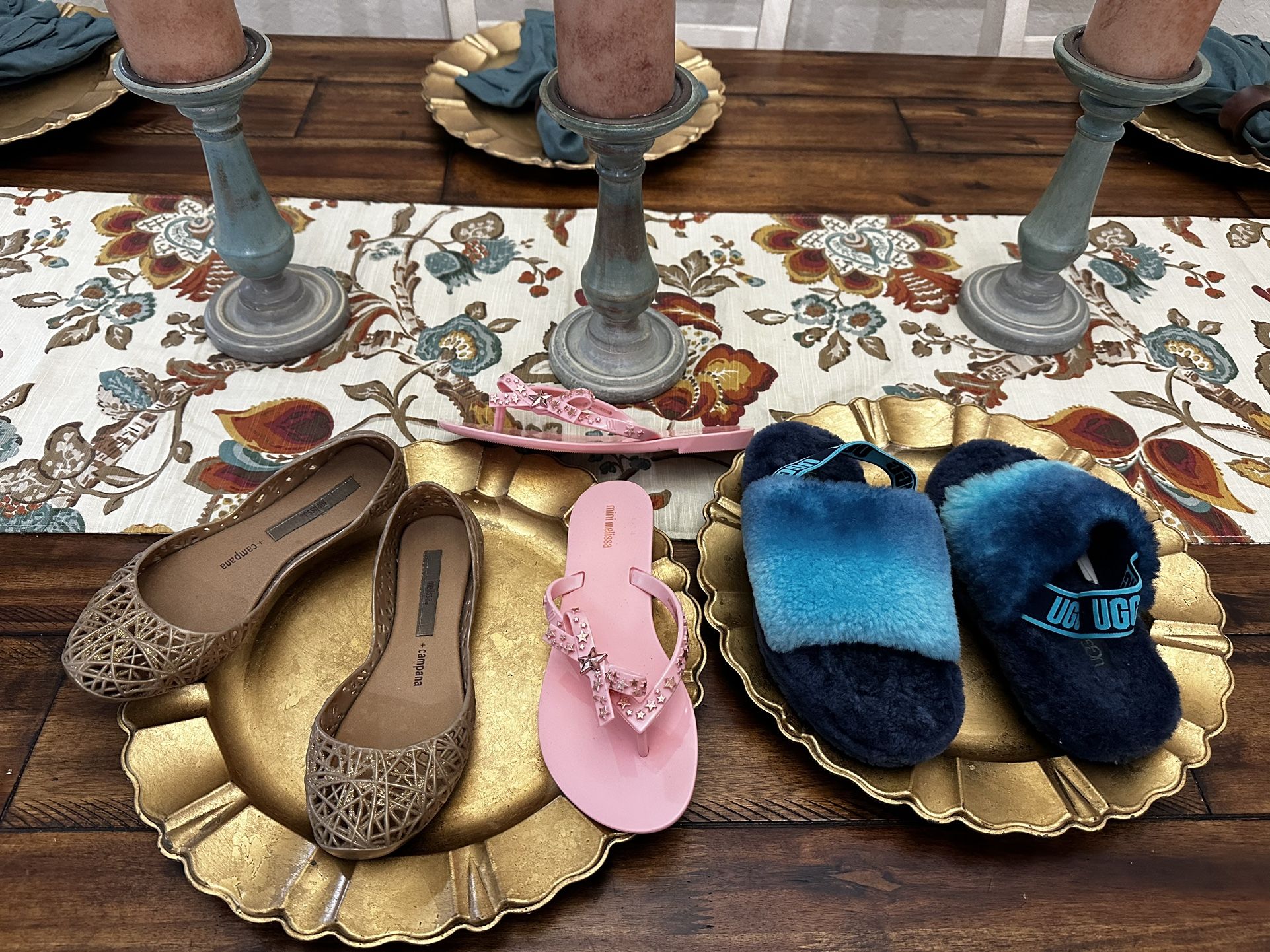 Authentic Designer Mini Melissa & UGG Girls Slip On Shoes And Sandals Size 3