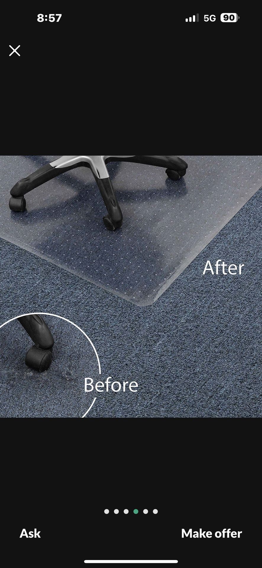 Carpet Chair Mats/Chair Mat for Carpets Low/ Medium Pile Computer Chair Floor Protector for Office and Home 36"× 48"x 0.08"/Not Suitable for high Pil