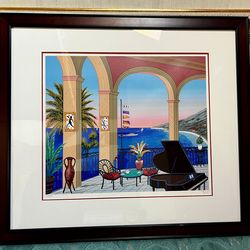 Fanch Ledan “Terrasse au Piano” signed serigraph