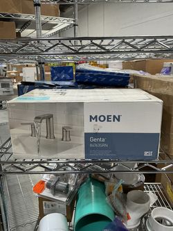 MOEN Genta 8in. Widespread Double Handle Bathroom Faucet w/ Drain Kit