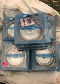 Glade glass candle holder $1