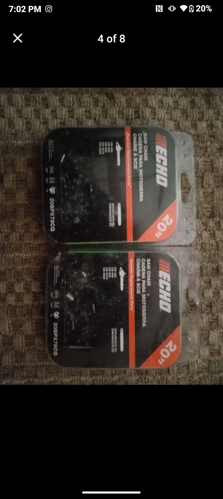 Echo 20" Saw Chains 2 Boxes Brand New Asking $20 For Both Together