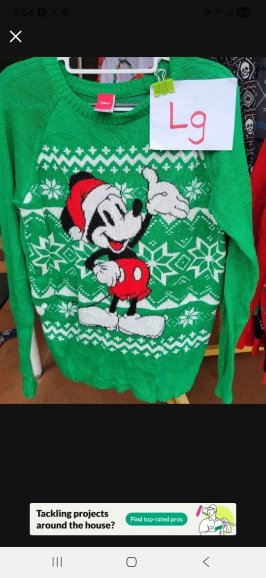 Mickey Mouse Christmas Ugly Sweatshirt LARGE