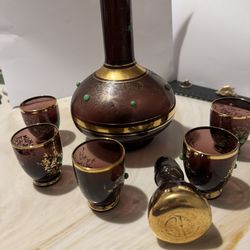 vintage  1950’s Rossini Empoli Italian glass decanter set,