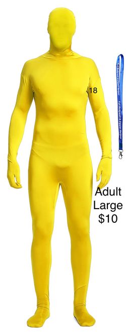 Adult Large Yellow Unitard Bodysuit Face Covered / Traje de Cuerpo Amarillo Adulto Grande