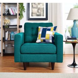 Modway Empress Mid-Century Modern Upholstered Fabric, Armchair, Teal