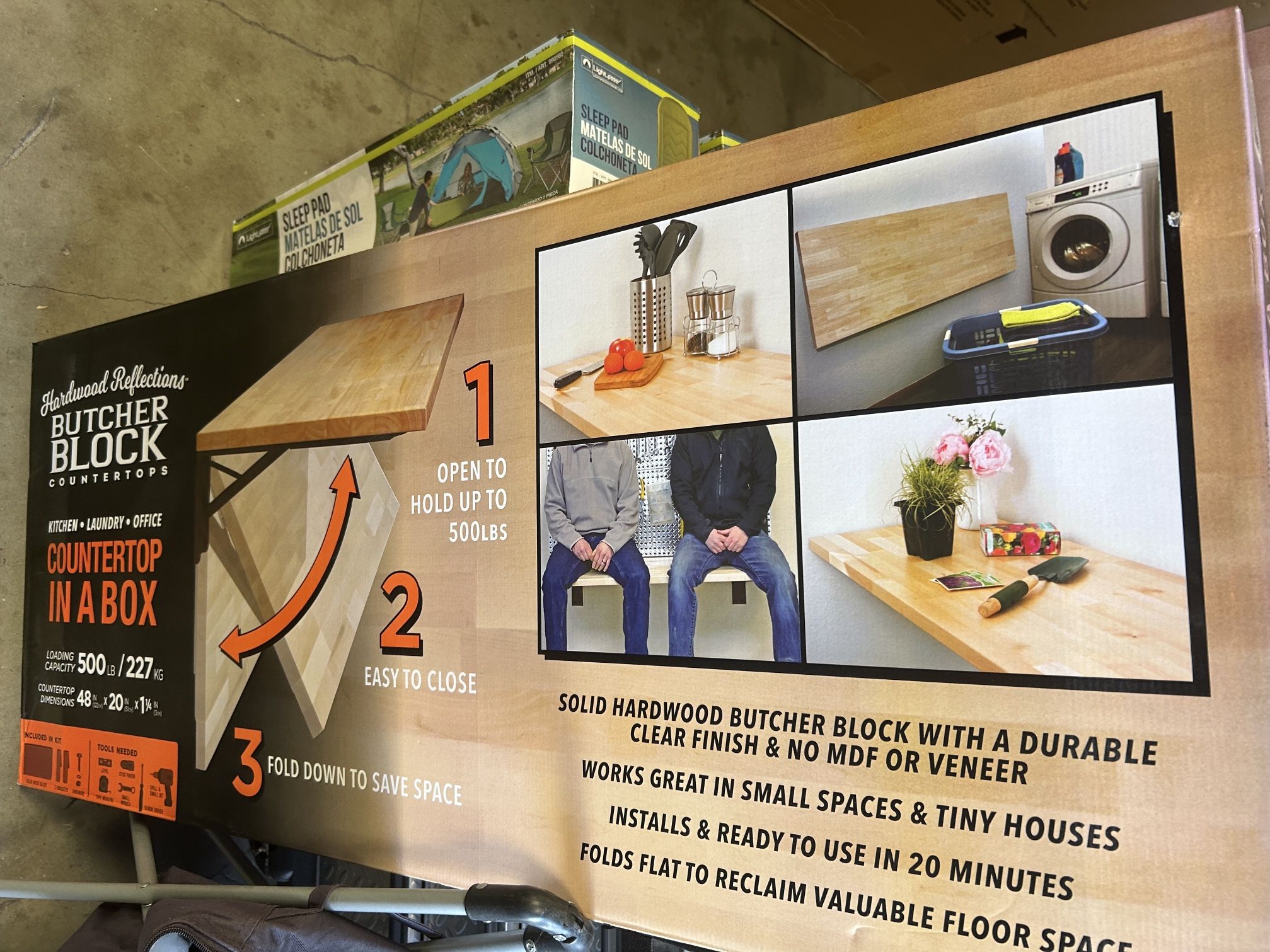 Butcher Block Hardwood Folding Countertop