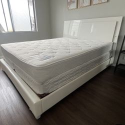 Like New King Bed frame, Box Spring, Mattress Included 