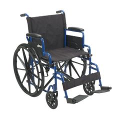Drive Medical Blue Streak Wheelchair with Flip Back Desk Arms, Swing Away Footrests, 20" Seat