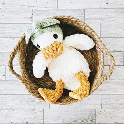 Crochet Duck Stuffed Animal Crochet Lovey Snuggler Plushie Baby Shower Gift Birthday Gift Baby Toddler Toy

