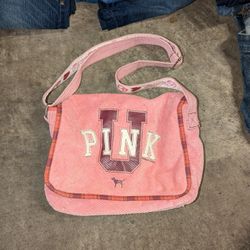 Retro Pink Corduroy Crossbody Messenger Bag Purse