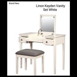 Brand New  Linon Kayden Vanity Set White 