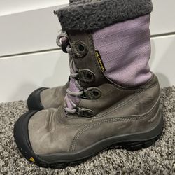 KEEN Weatherproof Boots Gray With Purple Kids Size 1Y