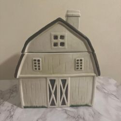 Farmhouse Barn Cookie Canister New Sealed