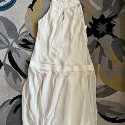 Woman White Silky Dress / Size 12 / True To Size 