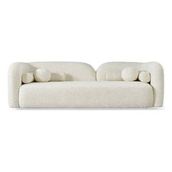 Pemberly Row Luxury Modern Ivory Boucle Fabric Curvy Arm Couch