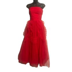 BCBG Max Azria Strapless Ruffle-Trimmed Gown 🌹