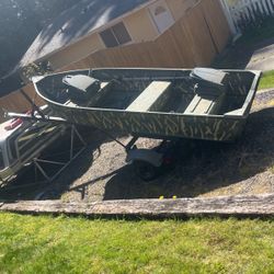 Aluminum Boat (12 Ft), 8 HP Johnson, And Trailer