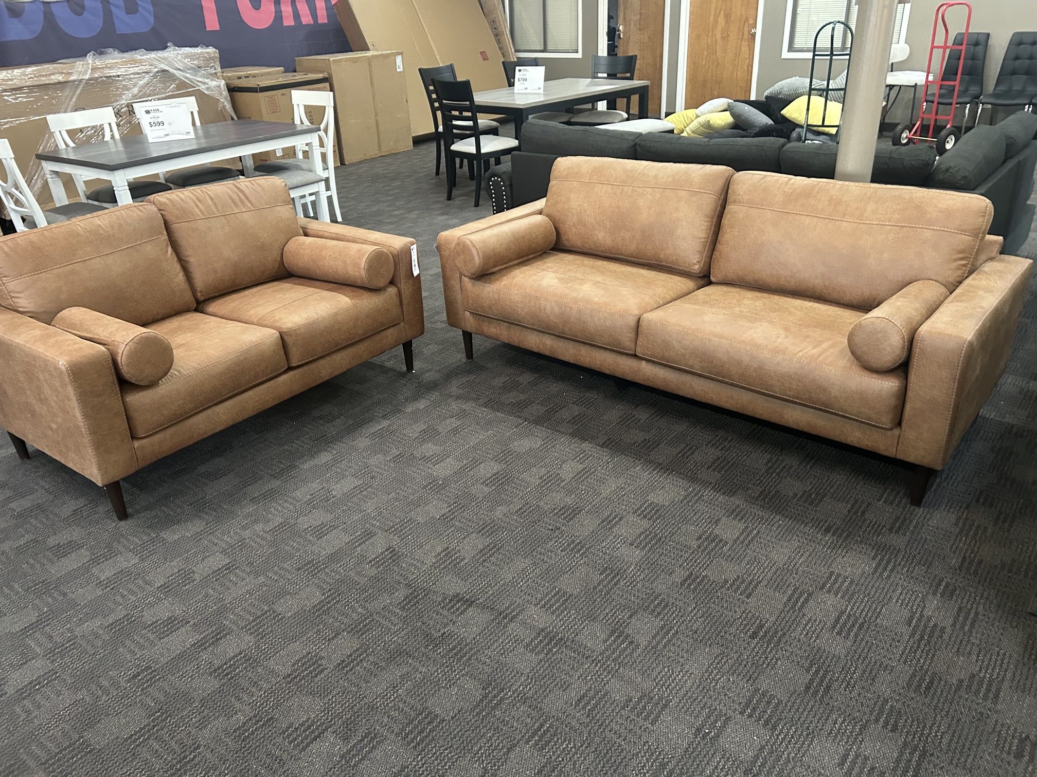Tan Camel Sofa And Love Seat