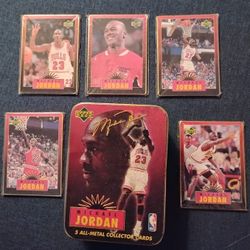 1996 Michael Jordan Upper Metal 5 Card Set With Tin