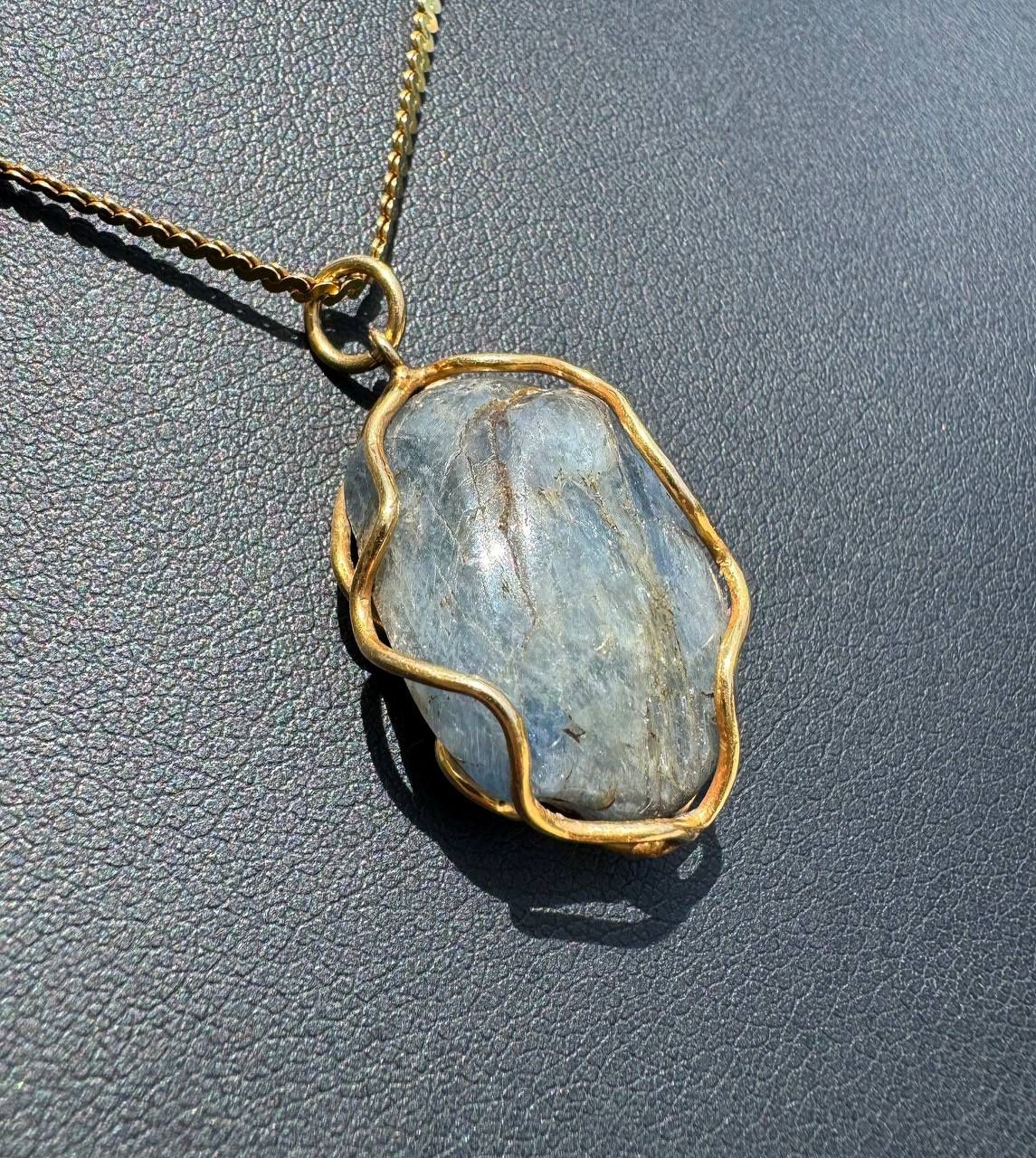 14k solid yellow gold labradorite stone Pendant charm