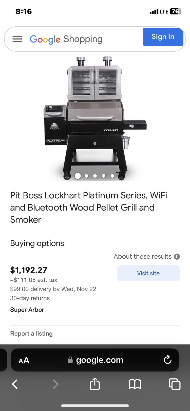 Pit Boss Lockhart Platinum Series, WiFi and Bluetooth Wood Pellet