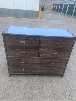 Dark Wood Dresser with Glass Top