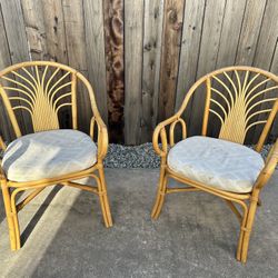 Pair Of Bamboo Rattan Chairs