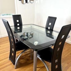 Glass Dining Table w/ 6 Chairs – Modern & Sturdy