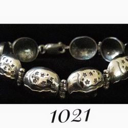 7" x 12mm Heavy Solid Sterling Silver Sun & Stars Link Bracelet w Solid 14k Yellow Gold Overlay, Flawless