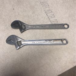 Two 12 Inch Adjustable Wrenches 