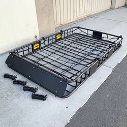 (NEW) $160 Roof Rack Basket w/ Cargo Net, Universal Fit 64x39” Car Top Luggage Carrier 150 LBS max