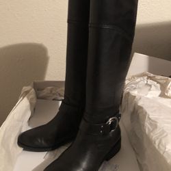 MARC FISHER BLACK Leather Riding Boots SZ 6M
