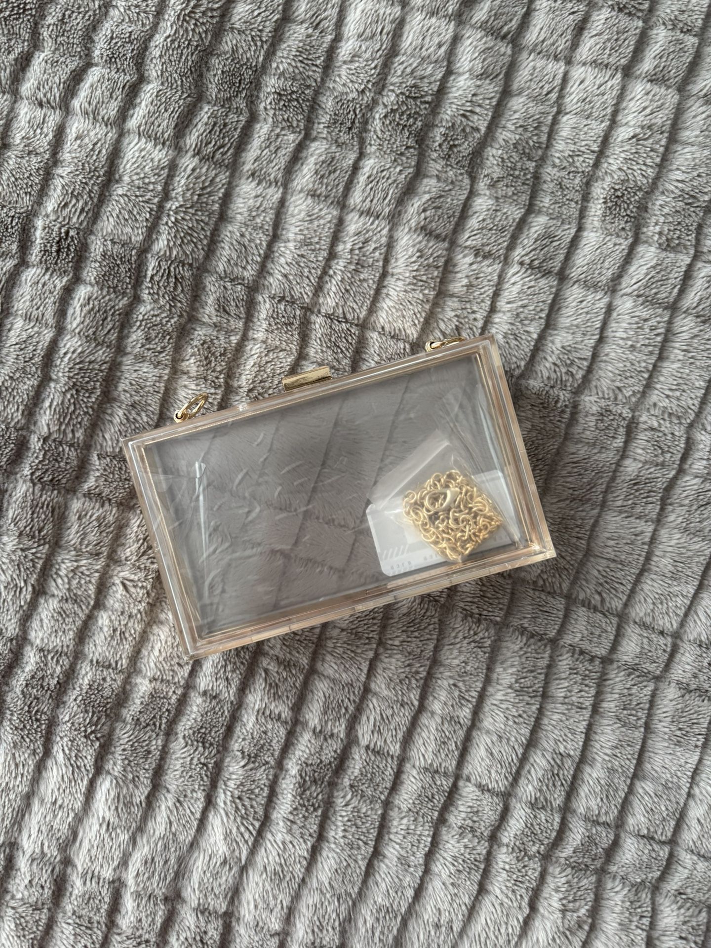 Acrylic Box Clutch with Gold Chain