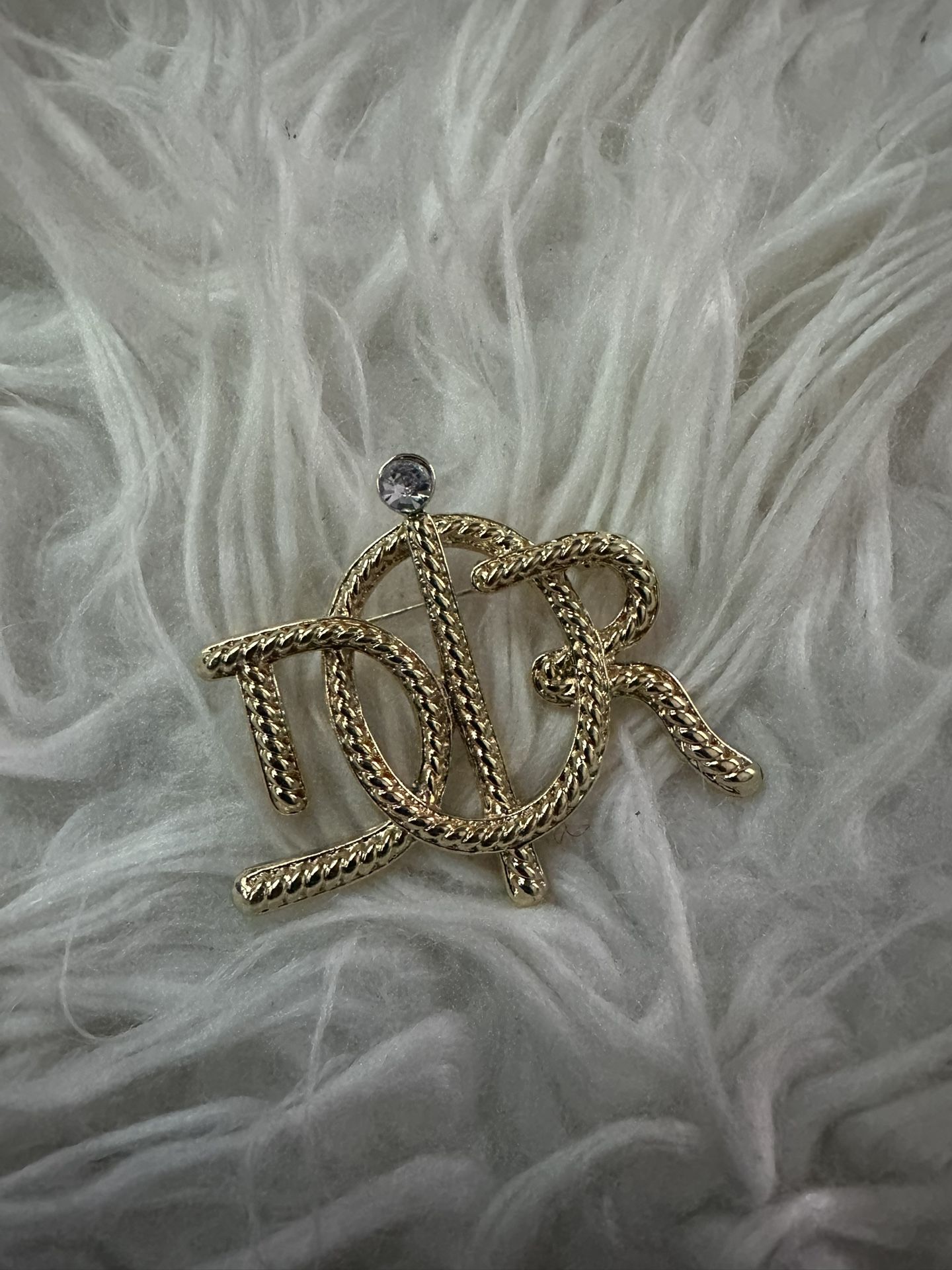 D-I-O-R Brooch Gold Color